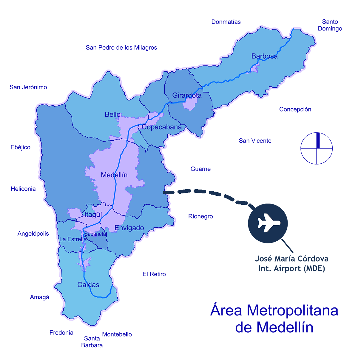 Mapa del Área Metropolitana del Valle de Aburrá